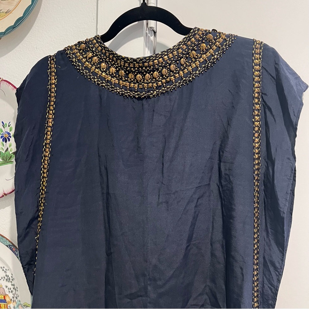 Calypso St Barth Dress Navy and Gold Beading - Picture 8 of 8